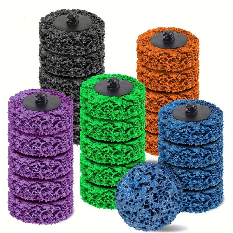 TSOAPX 25PCS 2 Inch Quick Change Strip Discs for Die Grinder & Drill - Paint Stripping Wheel, Rust & Oxidation Removal, Surface Prep Tools with 5 Grits (Blue/Green/Orange/Purple/Black) - Image 1